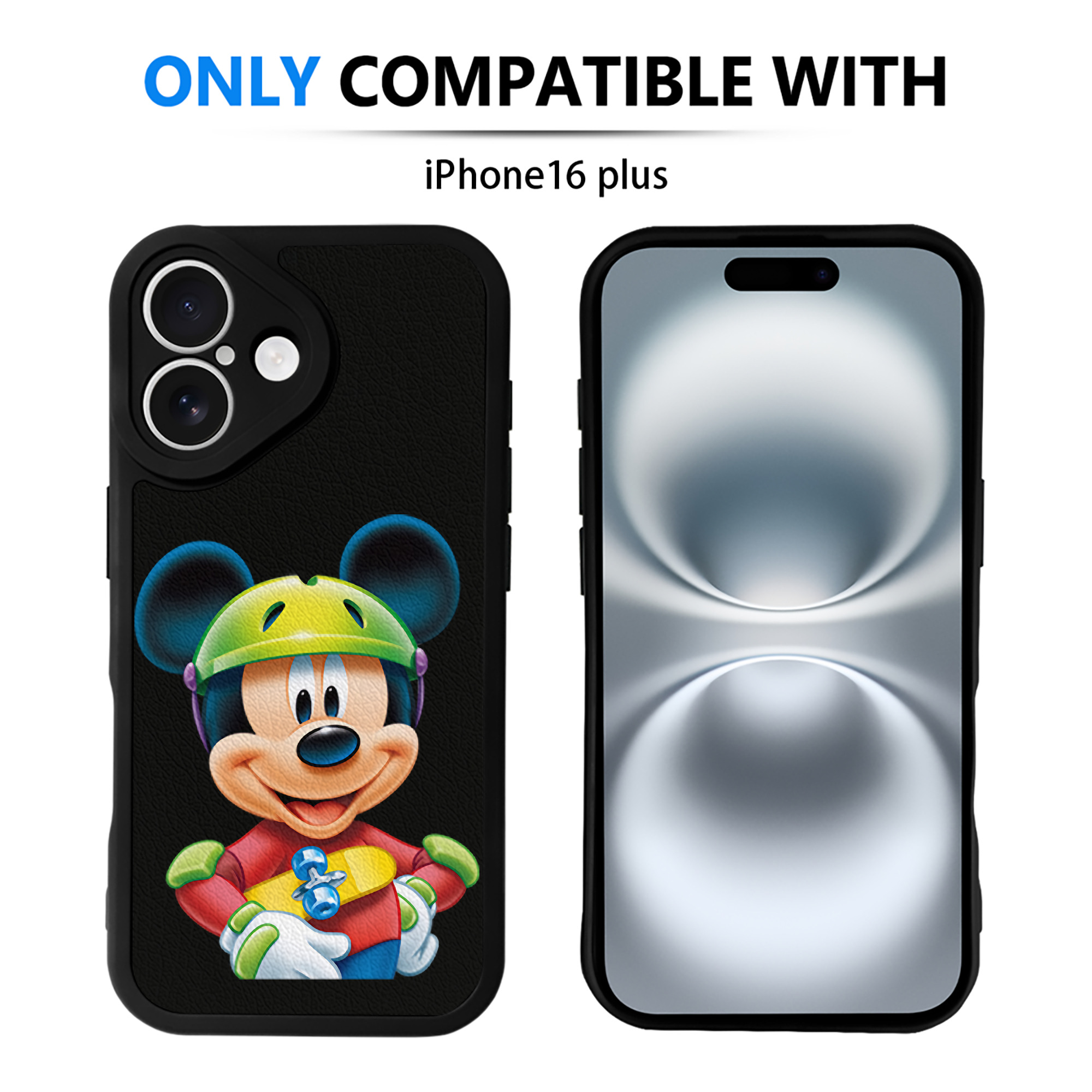（画像用） ミッキーマウス Mickey Mouse 【iPhone 16シリーズ対応】シリコンスマホケース（レザー調） 材質：シリコン